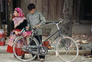 Rural kids with bike