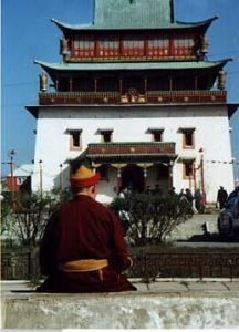 Monk at Gandam Monastery