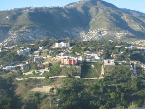 Port au Prince upscale hill neighborhoods (shantytowns in distance)