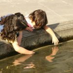 Children at fountain of Chapultepec Castle