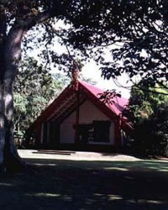 A Waitangi National Reserve-Maori meeting house