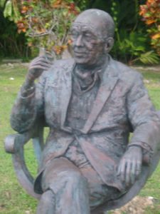 Sculpture detail of Noel Coward