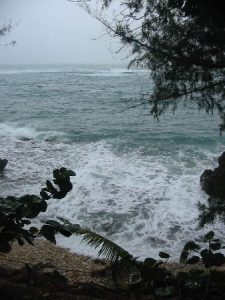 Swirling waters of Blue Harbour below Noel Coward's house