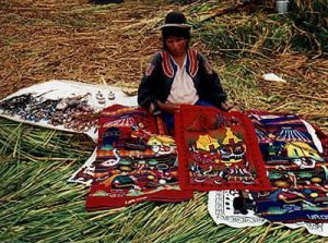 Lake Titicaca reed island vendor