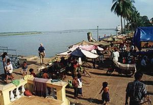 Phnom Penh market and Tonle Sap River