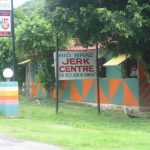 Local shop selling jerk (pork)