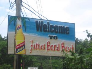 Entry sign to James Bond Beach (near Ian Fleming's house)