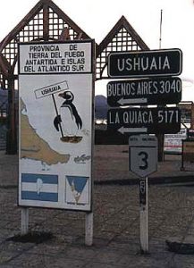 Ushuaia sign post (southernmost city in world)