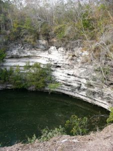 Sacrificial well of Chichen Itza Northern Yucatán is arid, and the