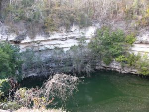 Sacrificial well of Chichen Itza Northern Yucatán is arid, and the