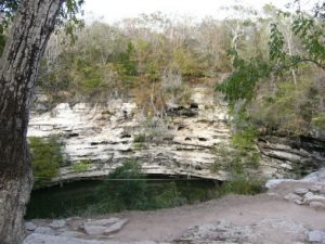 Sacrificial well of Chichen Itza Northern Yucatán is arid, and the