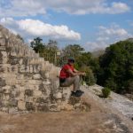 Ek' Balam - resting halfway up the hundreds of steps