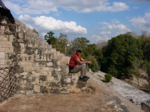 Ek' Balam - resting halfway up the hundreds of steps