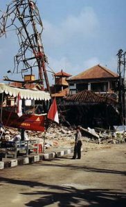 Bali bombsite wreckage.