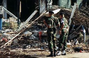 Bali bombsite wreckage.