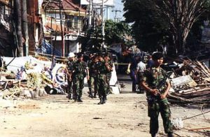 Bali bombsite wreckage.