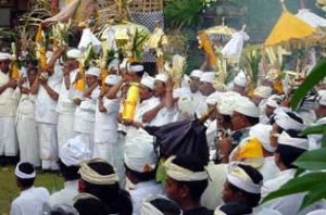 The purification ceremony at the Bali