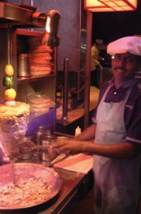 Bangalore - nighttime street chef making delicious gyro wraps