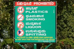 Bangalore - list of prohibited items in Cubbon Park.