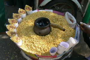 Bangalore - street market selling grain.