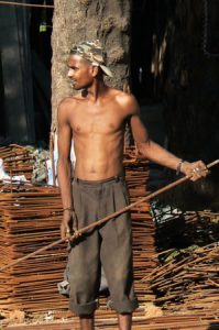 Manual laborer outside the Basilica