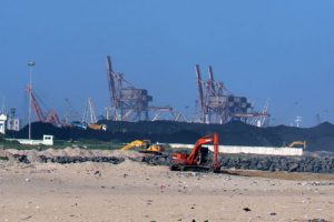 View along Chennai's Marina Beach toward