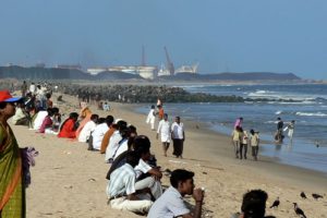 View along Chennai's Marina Beach.  Marina