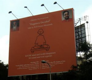 Chennai - billboard advertising a meditation course "Happiness Decoded"