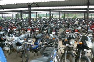 Chennai - motorbikes parked by the