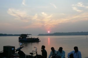 Ferry at sunset near Calangute