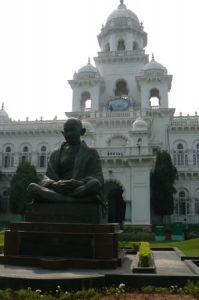 Hyderabad - city hall with Ghandi statue.