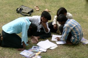 Hyderabad - schoolboys getting ready for