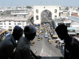 View from Charminar in central Hyderabad. It