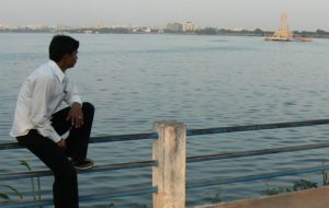 Hyderabad - Hussain Sagar lake with 19-meter-tall Buddha statue in