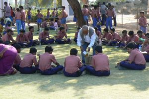 Schoolboys at the Hampi ancient temples