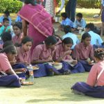 School children in uniforms at the