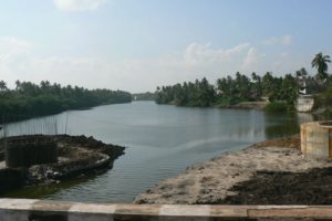 Pondicherry on the coast of the Indian Ocean in southeast