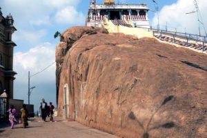 Tourists at Rock Fort Temple. The spectacular