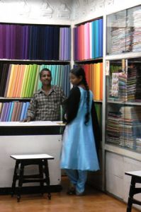 Vijayawada - colorful fabric shop.