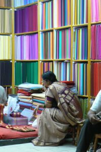 Vijayawada - colorful fabric shop.