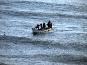 Kanyakumari - morning fishermen return with their catch to sell.