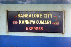 Train destination sign in Kanyakumari station