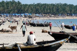 Morning at Palolem Beach is busy but still quiet, with