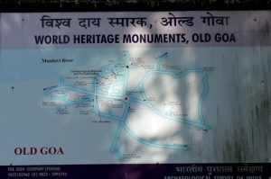 Map of Old Goa near Panaji in Goa.