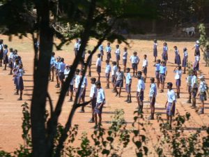 Schoolyard in central Panaji in Goa.