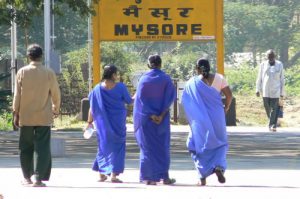 Blue ladies at Mysore train station