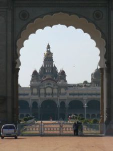 Formal south gate at Mysore Palace