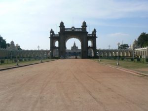 Formal south gate at Mysore Palace