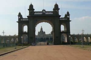 Formal south gate at Mysore Palace