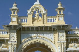 The formal main gate at Mysore Palace